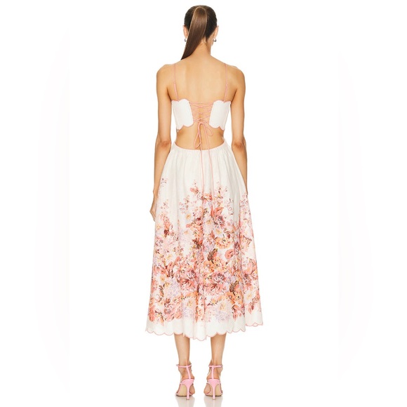 Zimmermann Scallop Floral Midi Dress - Picture 3 of 3